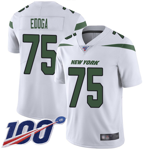 New York Jets Limited White Youth Chuma Edoga Road Jersey NFL Football #75 100th Season Vapor Untouchable->youth nfl jersey->Youth Jersey